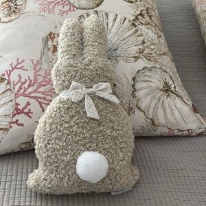 Bunny-Shaped Beige Sherpa Accent Pillow